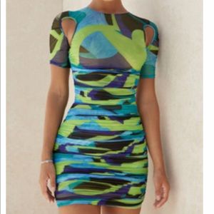 House of CB Letitia ruched mesh mini dress